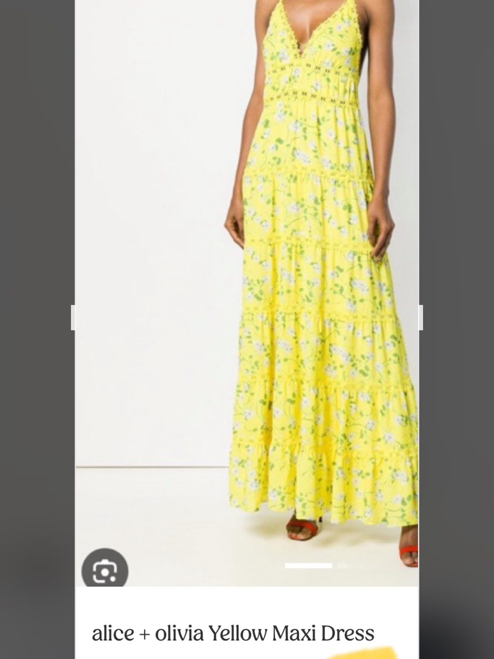 Alice + Olivia Bright Yellow Floral Tiered Maxi Dress